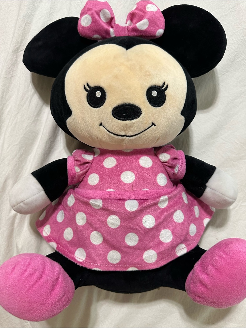 Disney Vintage Plush Minnie Mouse-Inspired Pink Polka Dot Dress Stuffed Toy